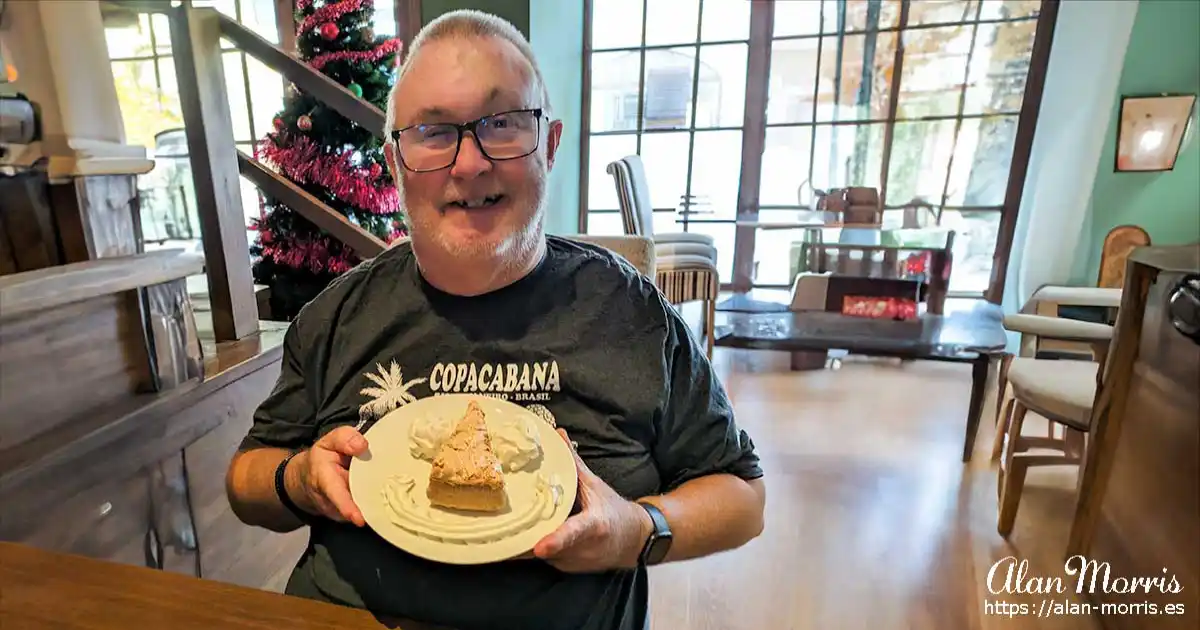 Alan Morris with some lemon curd pie in Campbells bar.